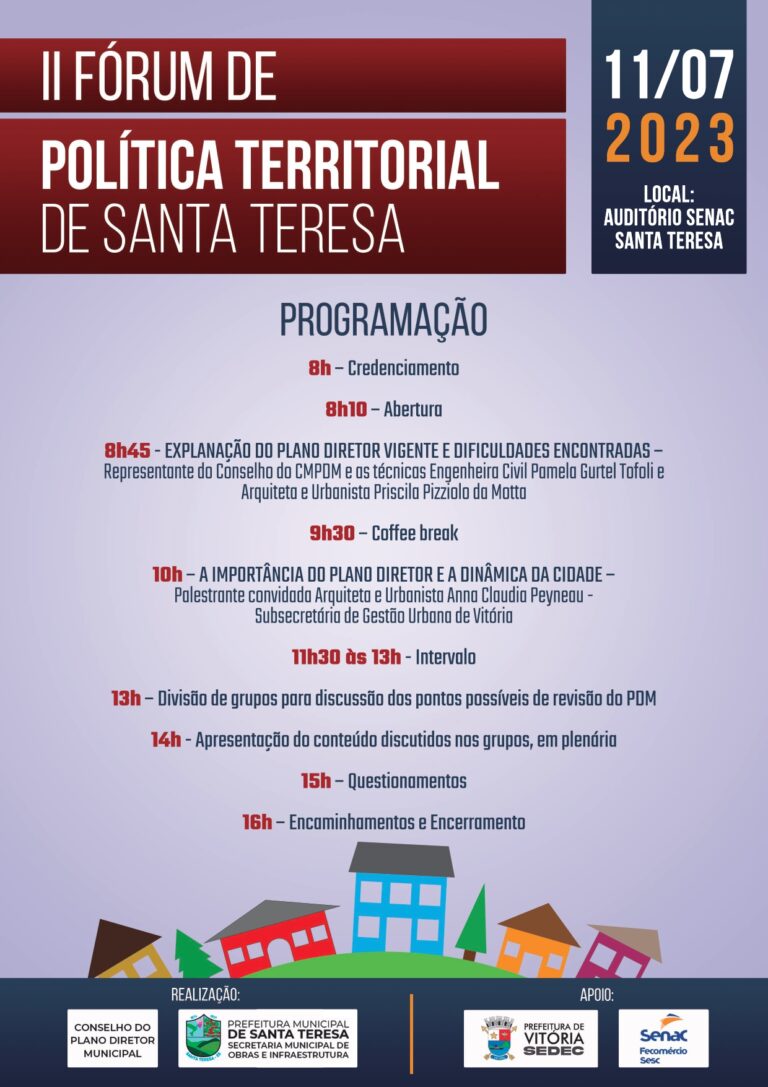 II Fórum de Política Territorial será realizado em Santa Teresa