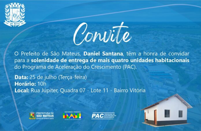 CONVITE - SOLENIDADE DE ENTREGA DE MAIS QUATRO UNIDADES HABITACIONAIS