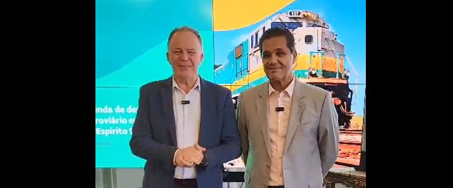 Casagrande e Ricardo Ferraço gravam vídeo falando sobre ferrovia no Litoral Sul