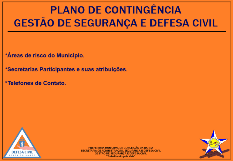 Dia 21 de Julho acontecerá Audiência Pública para Apresentação do Plano de Contingência da Defesa Civil de Conceição da Barra