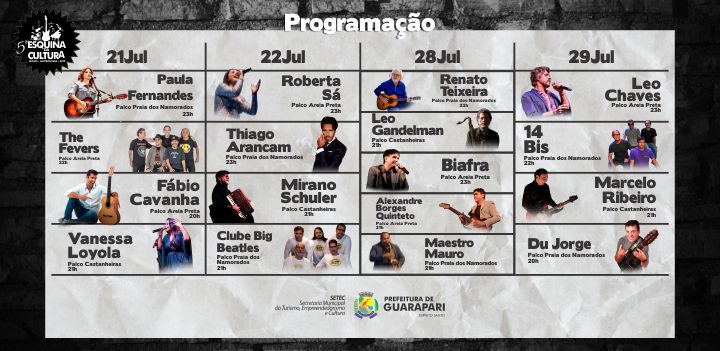 Prefeitura  divulga programação da 5ª Edição do Esquina da Cultura de Guarapari