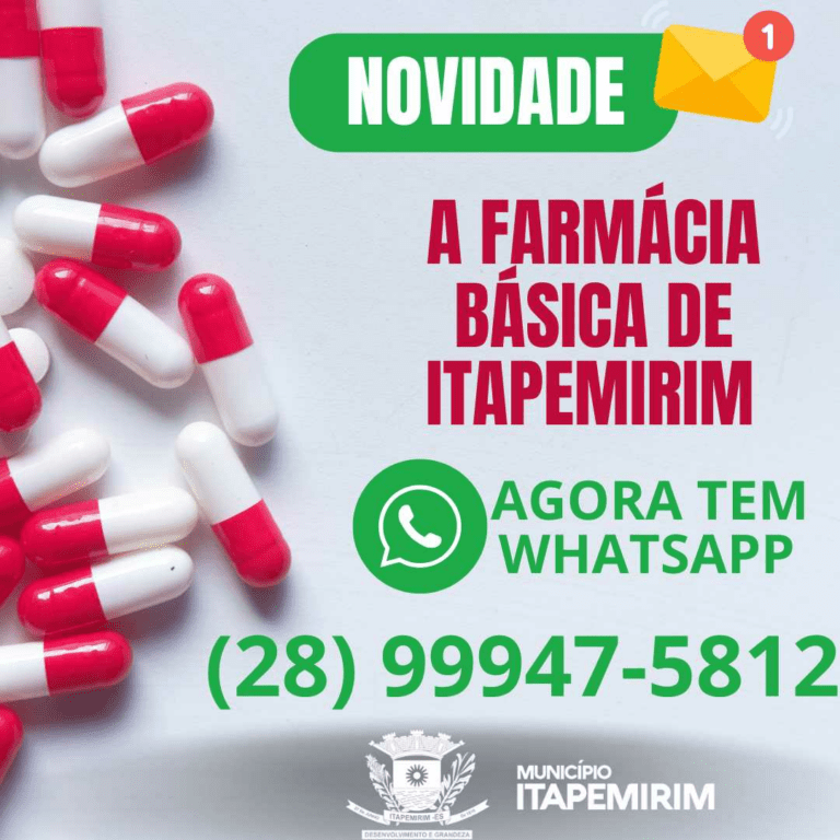 PARA MELHOR ATENDER VOCÊ MORA ITAOEMIRIM, A FARMÁCIA BÁSICA DISPONIBILIZOU UM WHATSAPP