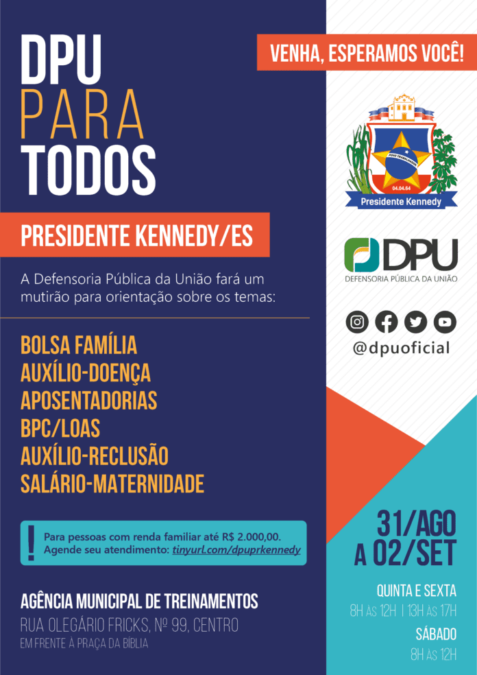 DPU Para Todos: Presidente Kennedy recebe projeto itinerante de assistência jurídica