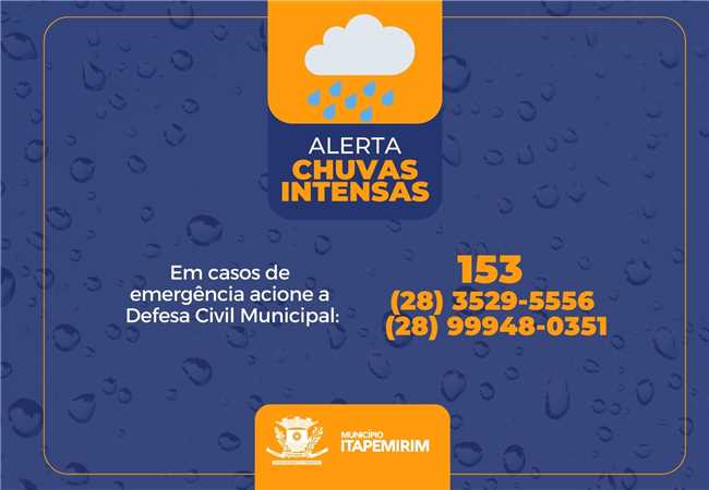 INMET EMITE ALERTA DE CHUVA FORTE PARA ITAPEMIRIM E MAIS DE 50 CIDADES DO ES