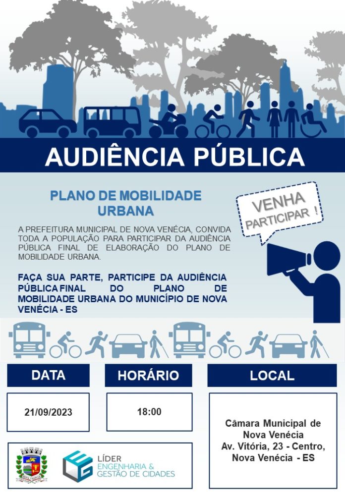 Nova Venécia realizará audiência Pública de elaboração do Plano Municipal de Mobilidade Urbana