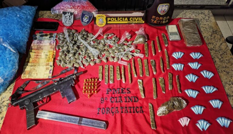 Operação conjunta prende suspeito de tráfico de drogas e posse ilegal de arma de fogo em Marataízes