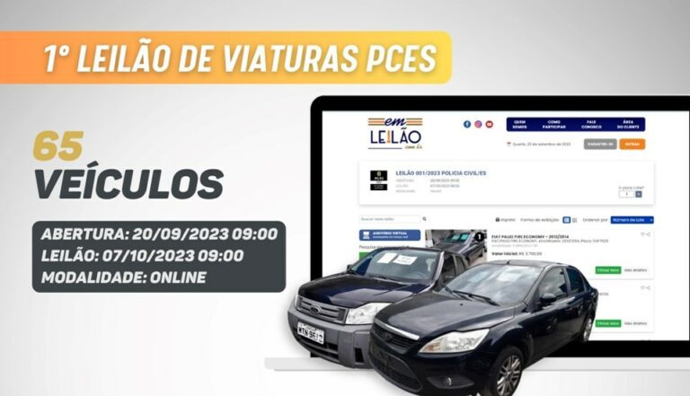 Cidadão já pode dar lances em viaturas da PCES que estão em leilão