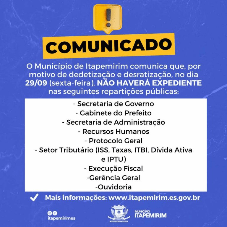 COMUNICADO DE DEDETIZAÇÃO