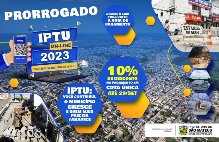 PRORROGOU: CONTRIBUINTES GANHAM NOVO LIMITE DE PRAZO PARA PAGAR IPTU 2023 EM COTA ÚNICA COM DESCONTO OU 1ª PARCELA PARA QUEM VAI DIVIDIR EM 3X