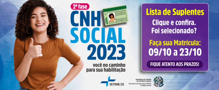 Detran|ES divulga lista de suplentes da 2ª fase do CNH Social 2023
