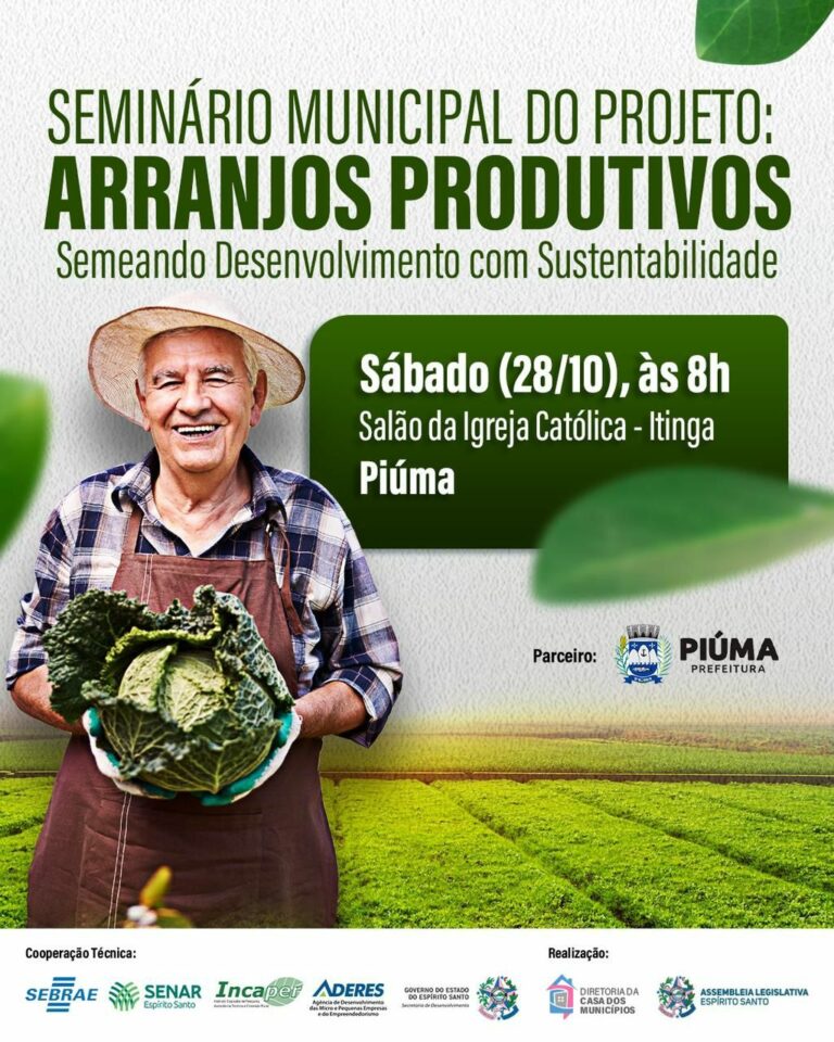 Piúma convida produtores rurais para o primeiro seminário de arranjos produtivos
