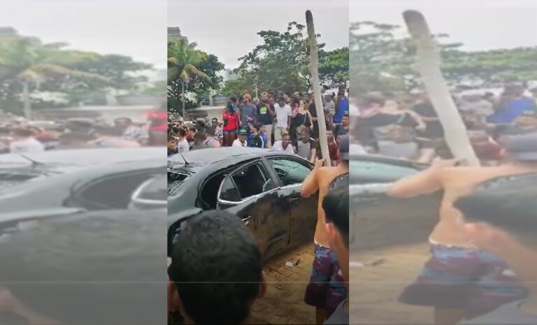 Veja vídeo: população destrói o carro e sheik cancela brincadeira em Guarapari