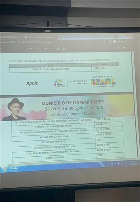 LEI PAULO GUSTAVO: MAIS DE 300 MIL REAIS DISPONÍVEIS EM PROJETOS CULTURAIS EM ITAPEMIRIM