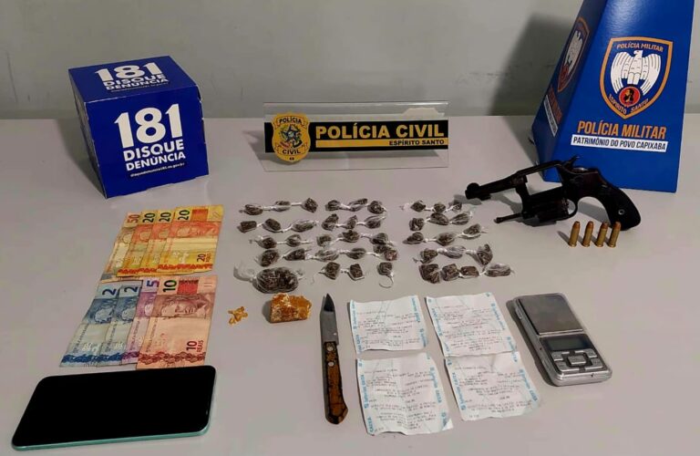 Operação conjunta prende suspeita de tráfico e apreende arma e drogas em Montanha
