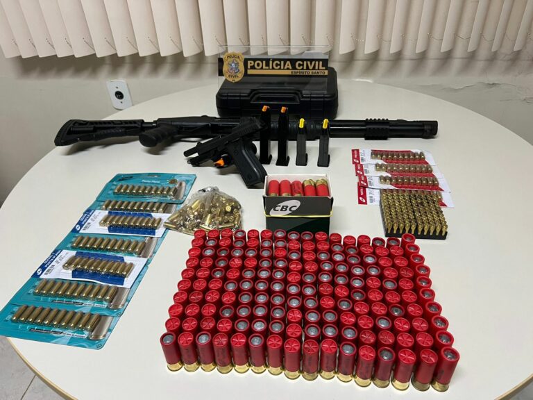 Polícia Civil apreende duas armas de fogo e mais de 460 munições em Marilândia
