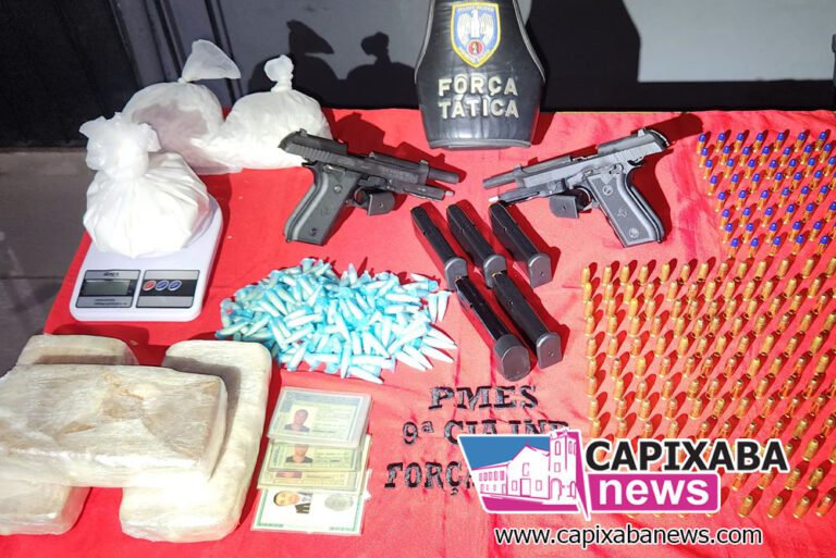 Marataízes: operação da PM, PC e GCM apreende armas e grande quantidade de drogas em Jacarandá