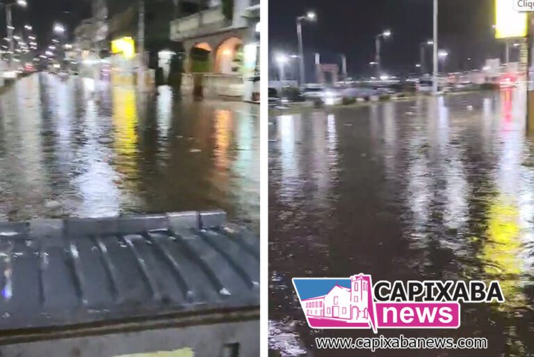Marataízes: moradores, comerciantes e turistas reclamam da Praia Central inundada com poucos minutos de chuva