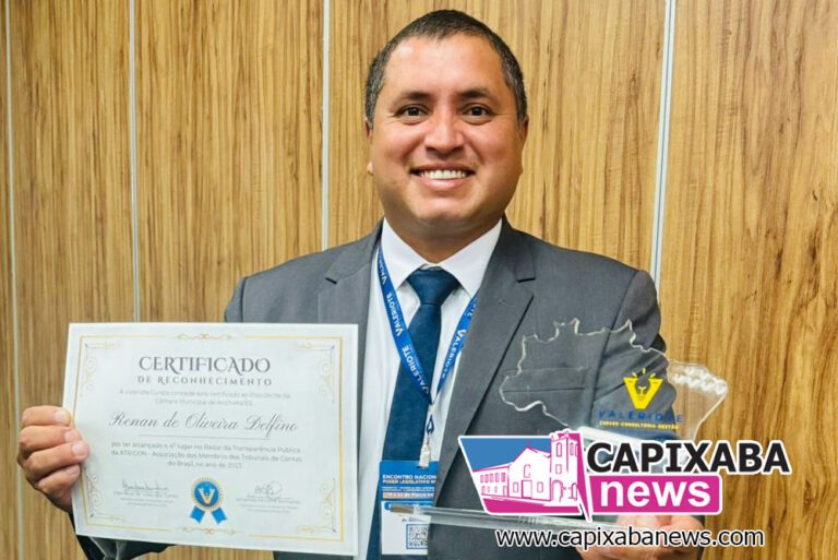 Anchieta: presidente da Câmara e pré-candidato a prefeito, Renan Delfino, recebe prêmio em Brasília