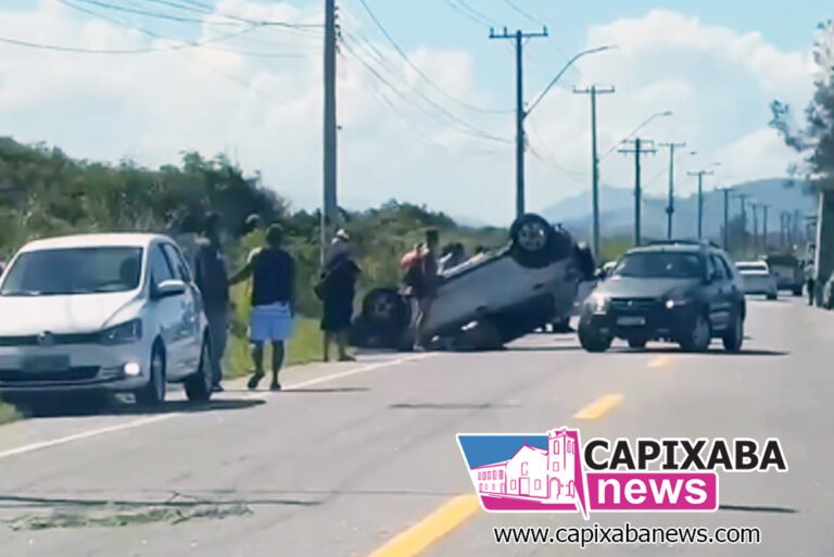 Vídeo: Motorista fica ferido em acidente próximo a Reta da Marinha, em Itapemirim
