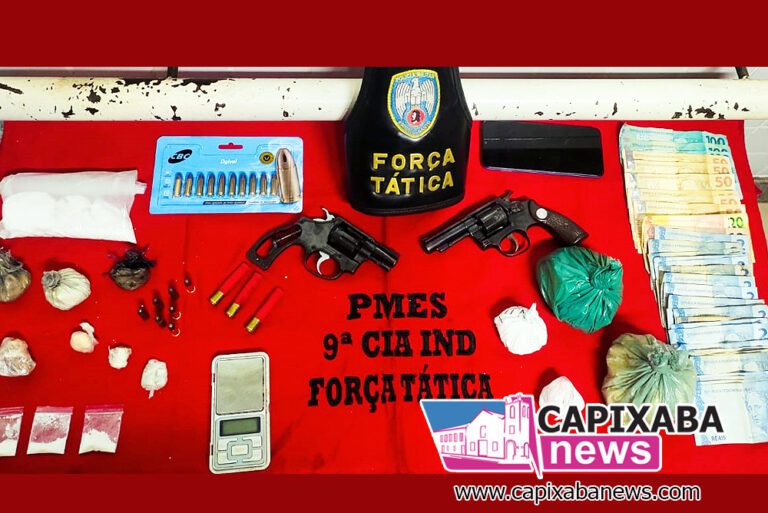 Itapemirim: operação policial resulta na apreensão de armas e drogas na comunidade de Garrafão
